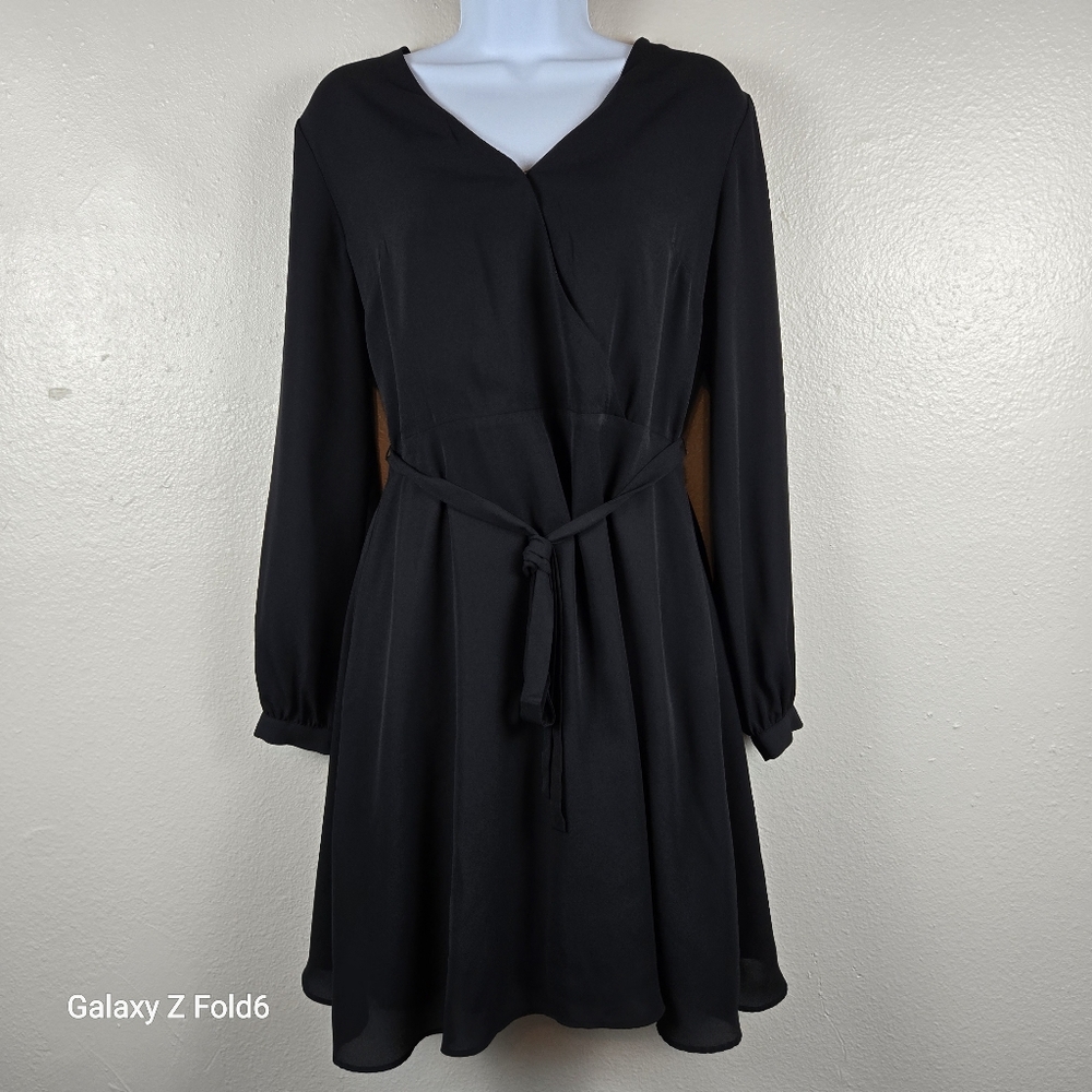 Banana Republic Black Long Sleeve Wrap Dress 8 | Workwear Cocktail Party Evening